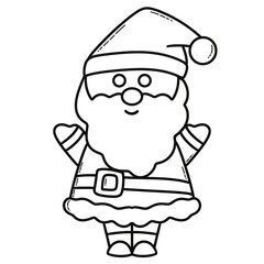 Cute Santa Claus Standing and Smiling | Hand-Drawn Line Art