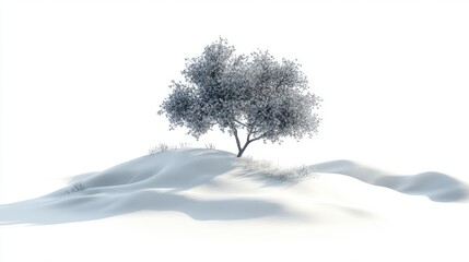 Snowy Landscape Tree Moment with Landscape with Isolated