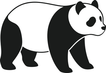 Naklejka premium Silhouette of Panda with Simple and Elegant Design.