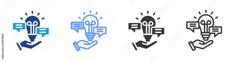 Poster Solution icon set multiple style collection