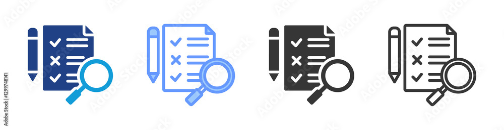 Aufkleber assessment icon set multiple style collection