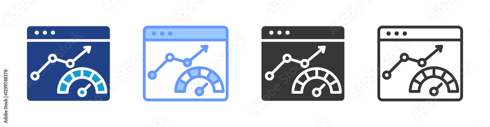 Aufkleber Benchmarking icon set multiple style collection