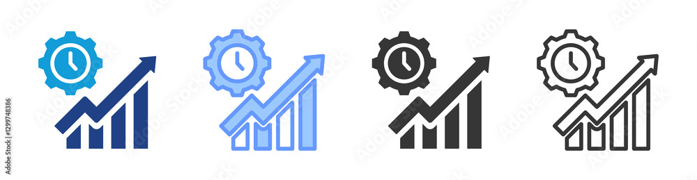Poster Efficiency icon set multiple style collection