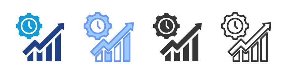 Efficiency icon set multiple style collection