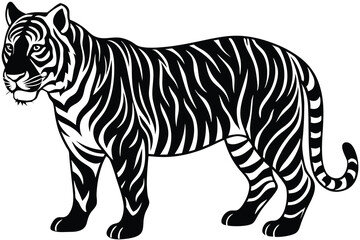 Obraz premium A powerful majestic tiger silhouette vector