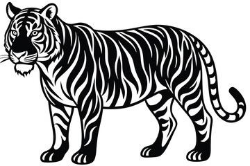 Fototapeta premium A powerful majestic tiger silhouette vector