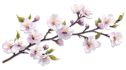 Obraz premium A branch of pink flowers with a white background