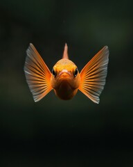 Fototapeta premium Captivating Close Up of Orange Freshwater Fish with Extended Fins, Aquatic Underwater Life