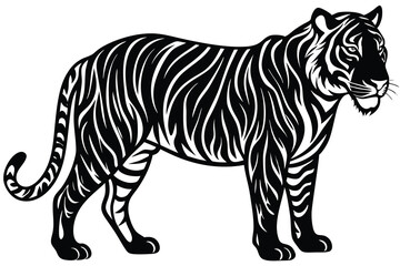 Tiger silhouette vector illustration on white background