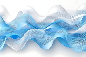 Flowing Blue & White Abstract Waves on White
