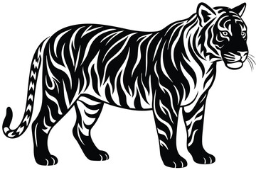Tiger silhouette vector illustration on white background