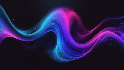 Vibrant blue purple pink psychedelic grainy gradient color flow wave on black background, futuristic music cover, dance party poster design