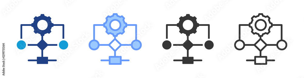 Poster Algorithm icon set multiple style collection