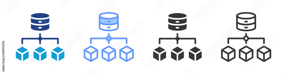 Aufkleber Big Data icon set multiple style collection