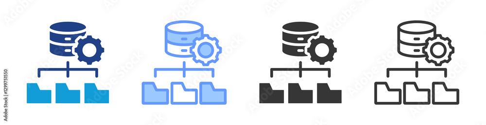 Poster Data Management icon set multiple style collection