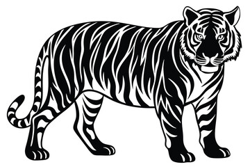 Fototapeta premium Tiger silhouette vector illustration on white background