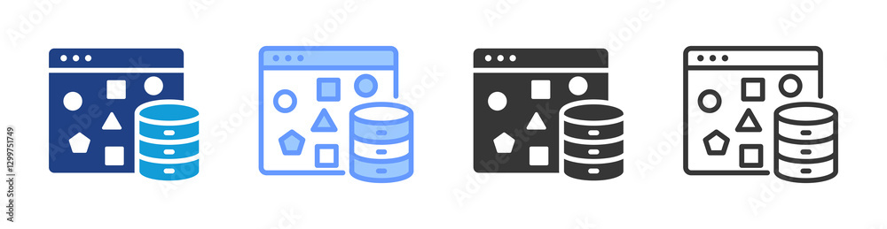 Aufkleber Unstructured Data icon set multiple style collection