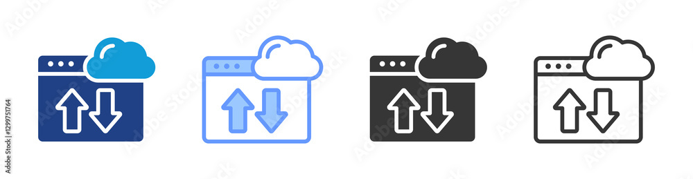 Poster Cloud Computing icon set multiple style collection