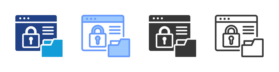 Data Security icon set multiple style collection