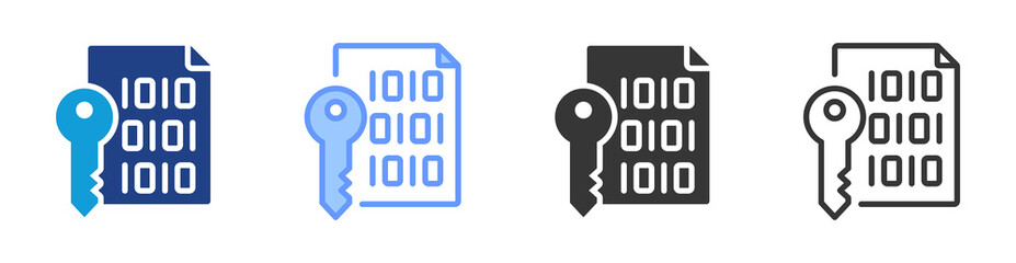 Data Encryption icon set multiple style collection