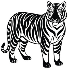 Naklejka premium Tiger vector silhouette illustration, Tiger Clip art
