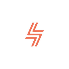 S letter logo with lightning element in flat design style