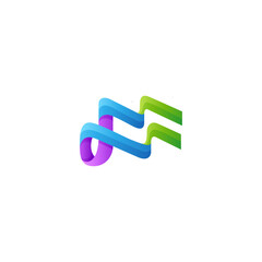 letter M in colorful modern 3d design style