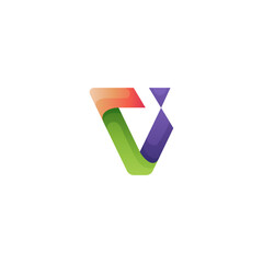 V logo with abstract colorful gradient 3d design style