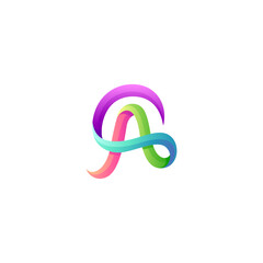 Letter A logo with colorful gradient 3d design style