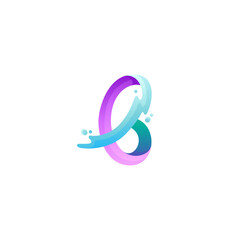 Abstract letter B logo with splash combination in colorful gradient 3d design style concept