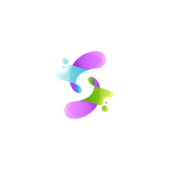 S logo with splash in colorful 3d design style