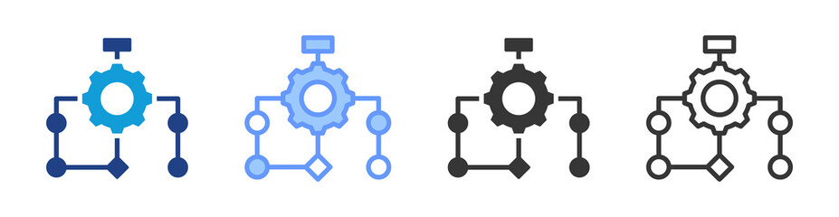 Algorithm icon set multiple style collection