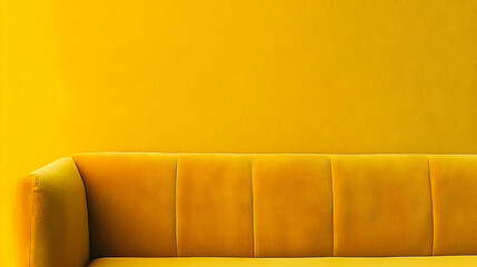 Yellow Couch Against a Matching Wall in a Minimalist Interior Design