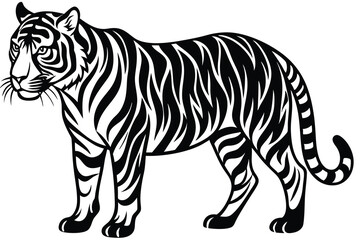 Black tiger silhouettes vector