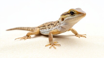 Naklejka premium Desert Lizard Isolated View with Desert with White