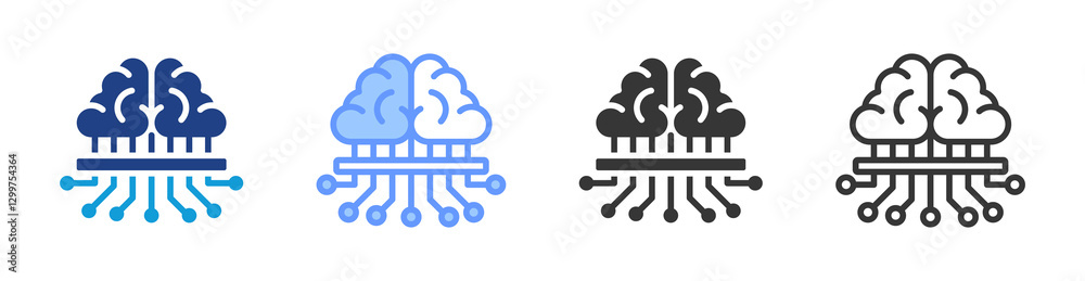 Poster Deep Learning icon set multiple style collection
