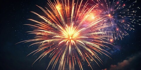 Fototapeta premium Vintage Fireworks Closeup: Exploding Starburst, Colorful Pyrotechnics