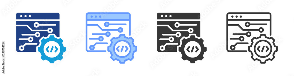 Aufkleber Programming icon set multiple style collection