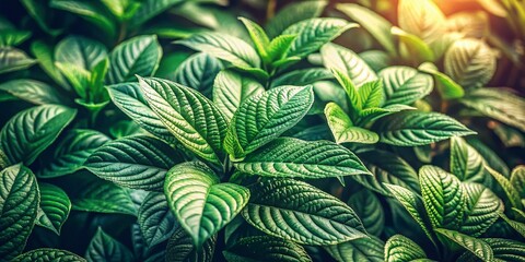Naklejka premium Vintage Green Plant Background: Lush Foliage in Retro Style Photography