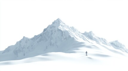 Obraz premium Snowy Mountain Skier View with Skier with Snowy with Isolated