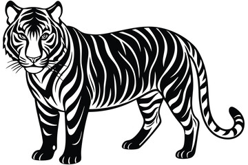 Obraz premium Black tiger silhouettes vector illustration