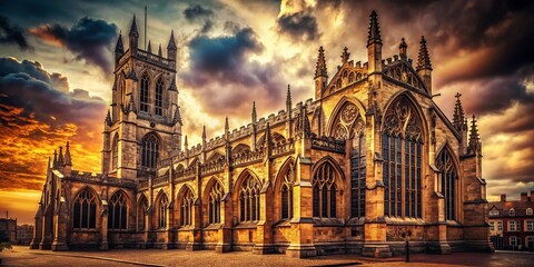 Fototapeta premium Vintage Hull Minster: Majestic Gothic Architecture in Sepia Tone