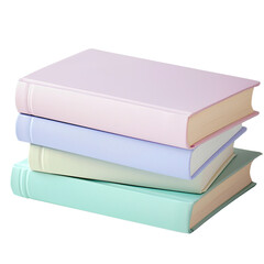 Stack of pastel colored hardcover books on a white background suitable for educational and creative projects