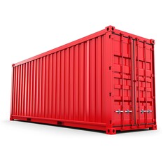 Red Cargo Container isolated on white background