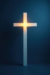 Obraz premium Simple light cross on dark blue background with a hint of fog, dark blue, classic, subtle