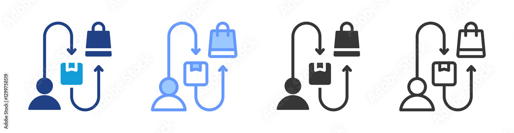 Poster Customer Journey icon set multiple style collection