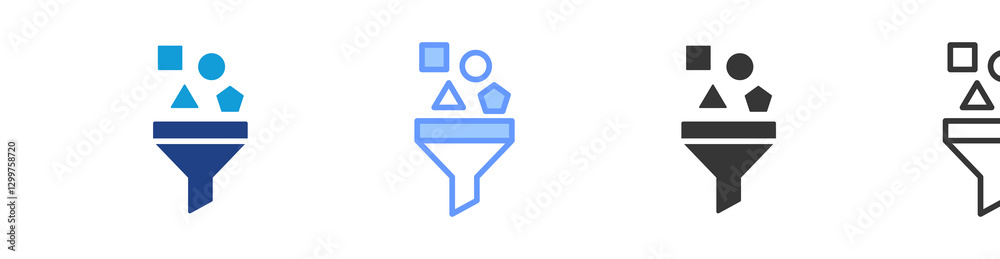 Poster Funnel icon set multiple style collection