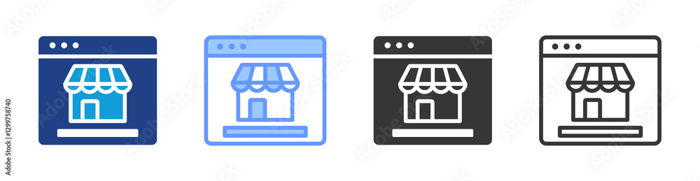 Poster market place icon set multiple style collection