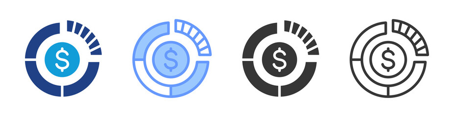 Market Share icon set multiple style collection