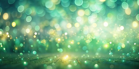 Obraz premium Enchanted Emerald Glow A Dreamlike Background with Sparkling Lights and Shimmering Surface